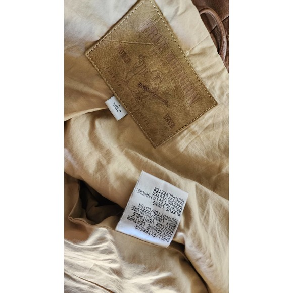 Women's Vintage Rare True Religion Jeans Leather Double Breasted Coat - Picture 9 of 11